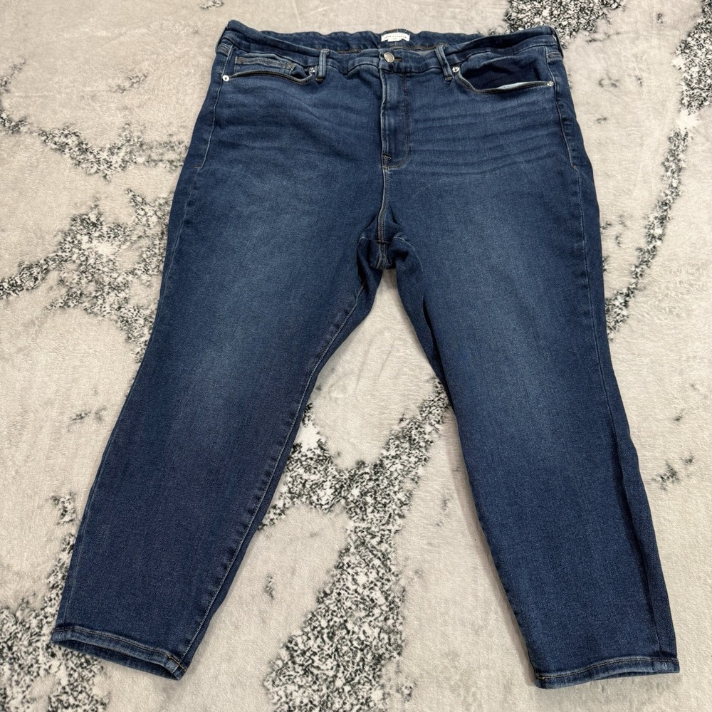 Good American Jeans Good Petite Skinny Womens Size 24 Blue Stretch Denim Blue